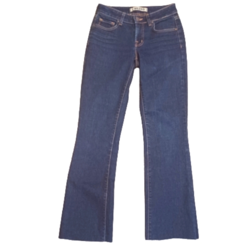 J Brand Scarlett Bootcut Jeans in Ink Wash with Raw Hem Size 27